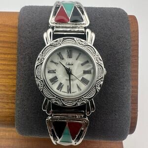 Collezio Women’s Quartz Watch Rustic-Style Dial w/ Multicolor Inlay Bracelet